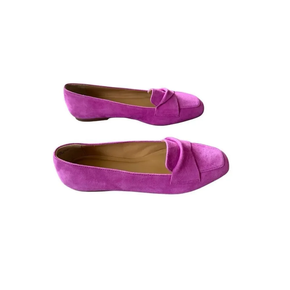 Talbots Womens Fushia Pink Suede Stella Twist Ballet Flats Loafers Size 9.5